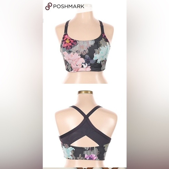 CALIA by Carrie Underwood Other - CALIA by Carrie Underwood Black Floral Strappy Sports Bra